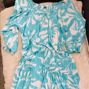 Blue/white swimsuit coverup